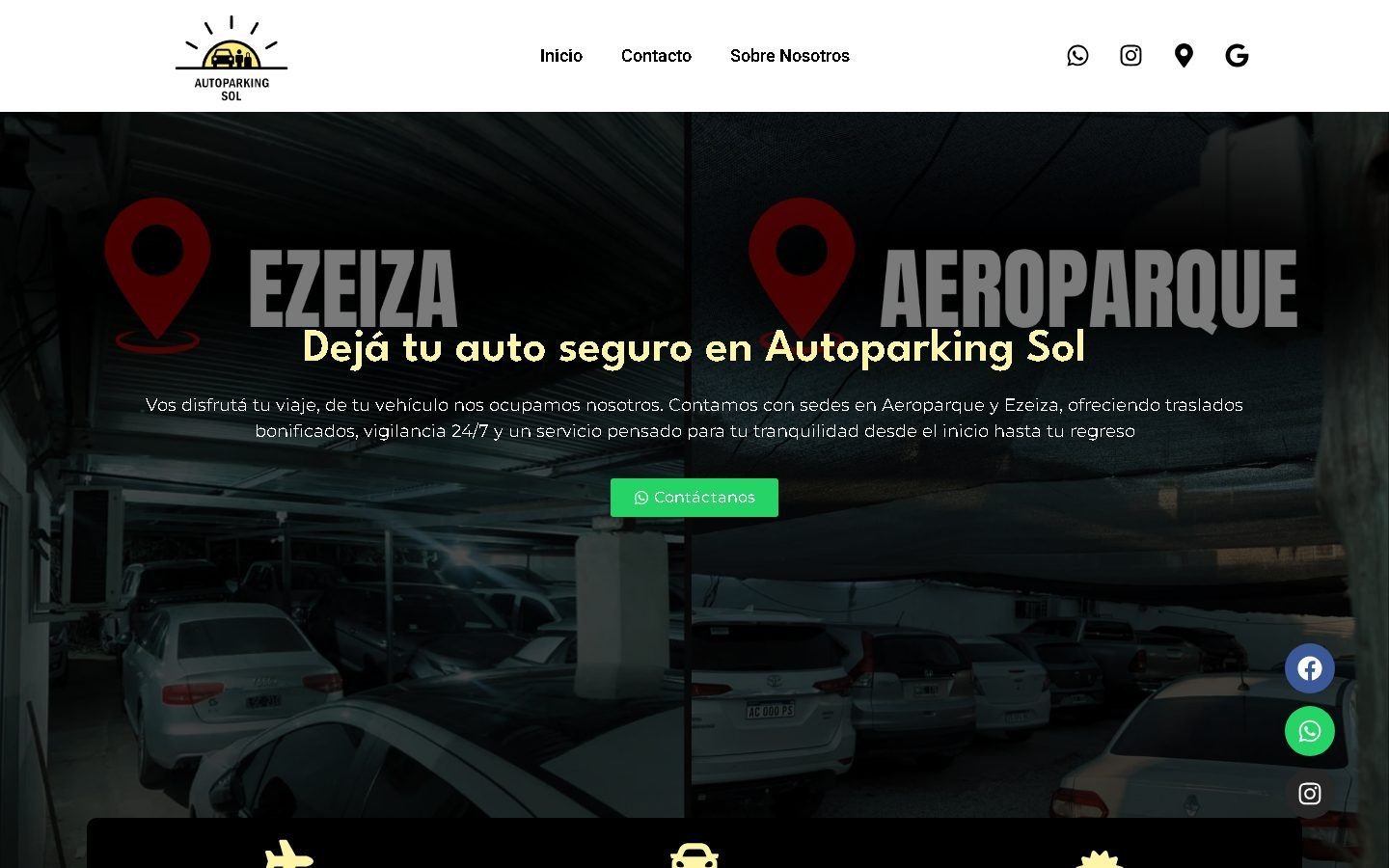 Página de inicio de Autoparking Sol en escritorio
