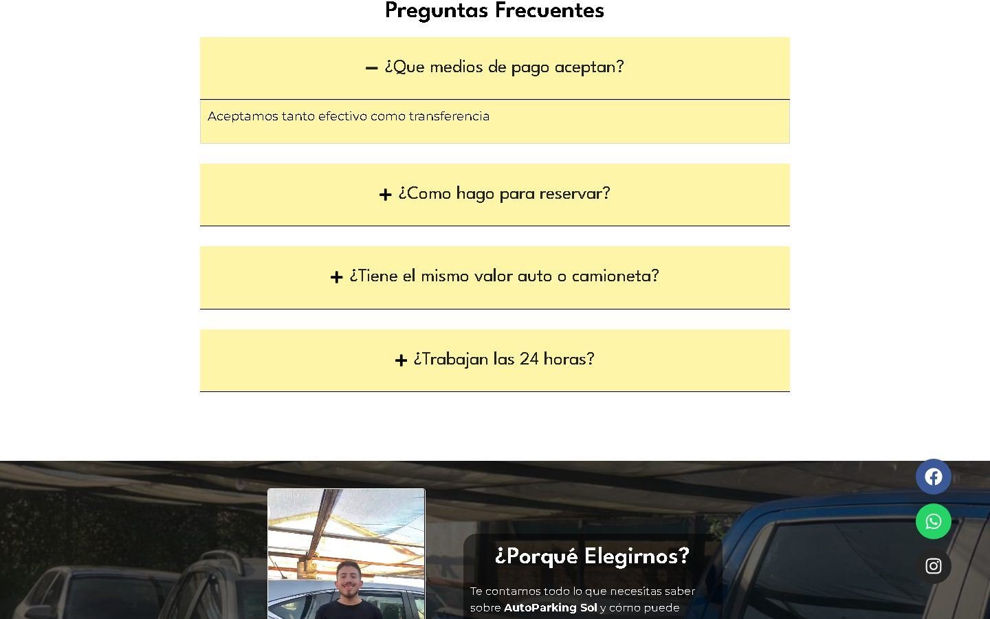 Sección interna de Autoparking Sol