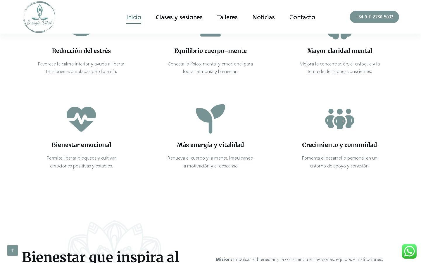 Sección interna de Energía Vital