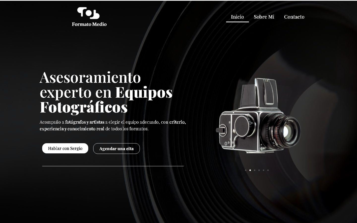 Página de inicio de Formato Medio en escritorio