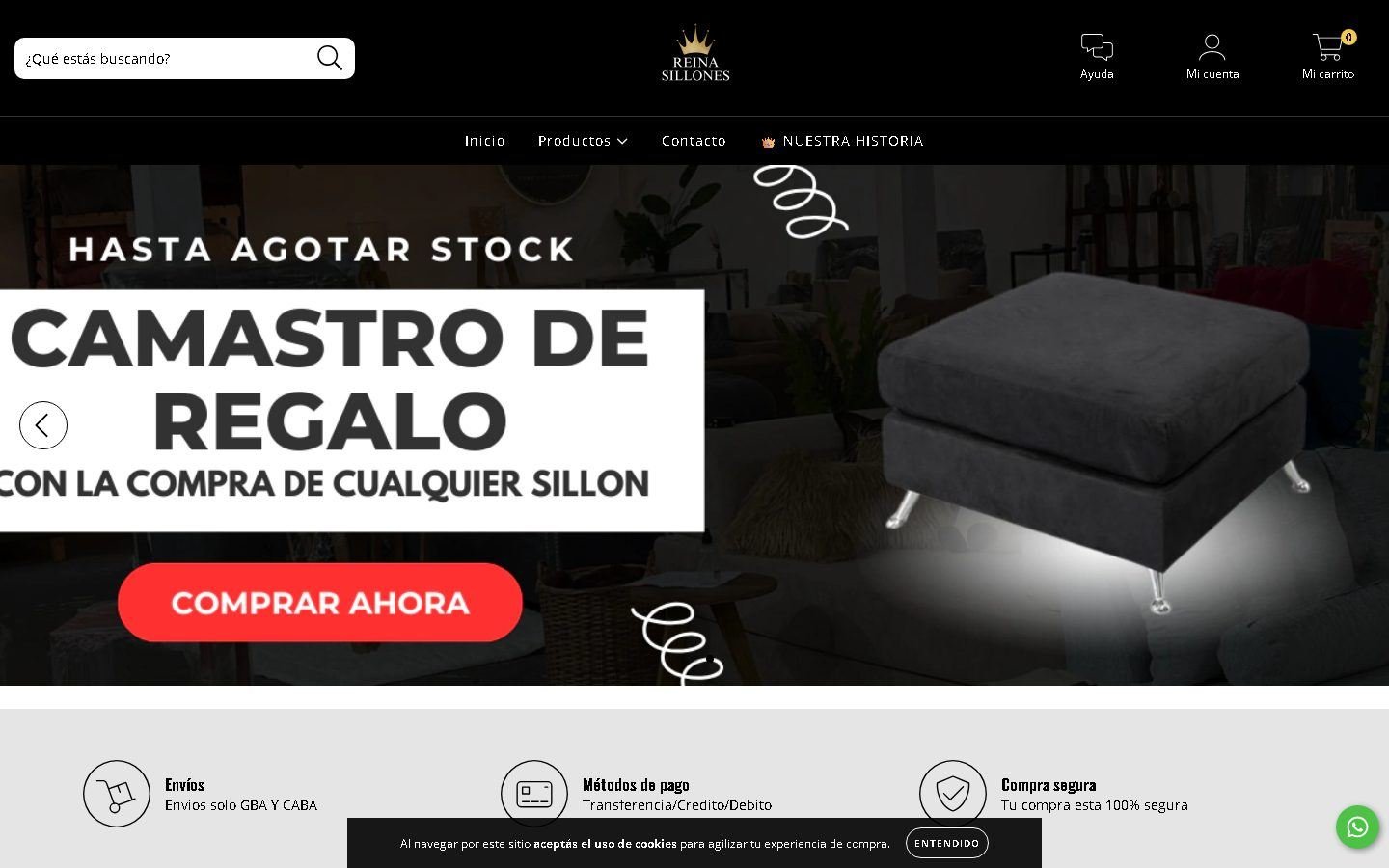 Página de inicio de Reina Sillones en escritorio